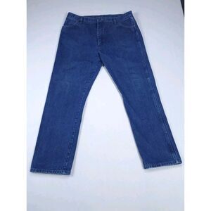 Wrangler Jeans Mens 42 Cowboy Cut Dark Wash Cotton Denim 13MWZ Western‎ Wear